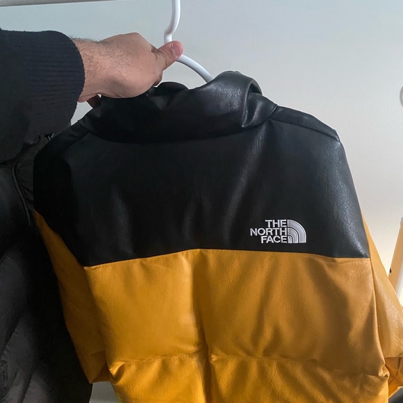 Yellow Leather Supreme North Face Nuptse Puffer Jacket - Picture 7 of 10